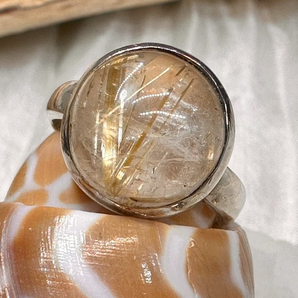 Golden Tourmalated Quartz Ring and Earrings - Picture 1 of 13